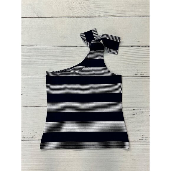 NWOT Anthropologie Bishop + Young Navy & White One Shoulder Tie Tank Size Small - Picture 11 of 12